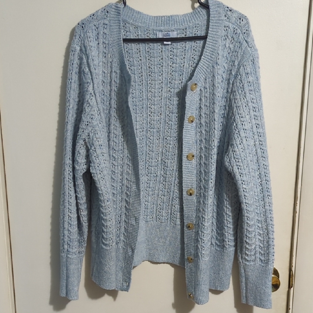 Women's Light Blue Cable Knit Sweater